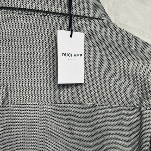 NWT Duchamp London Grey Textured Dot Dress Shirt, Size M - Picture 5 of 7